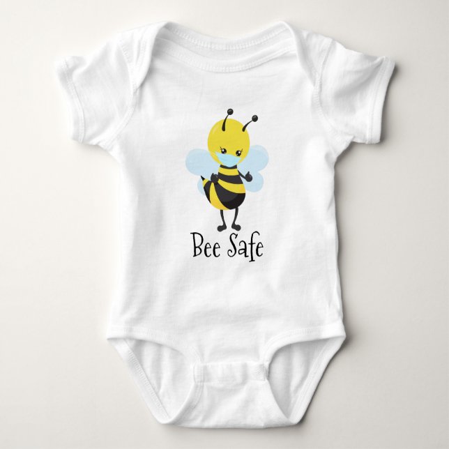 Cute Bee Safe Face mask Covid Pandemic Baby Bodysuit (Front)