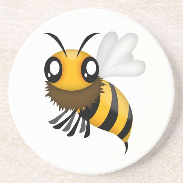Cute Bee Sandstone Drink Coaster (Front)