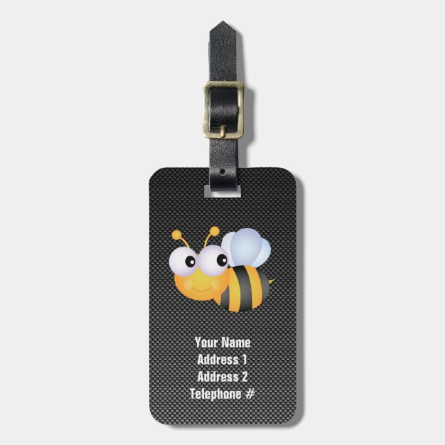 Cute Bee; Sleek Luggage Tag (Front Vertical)