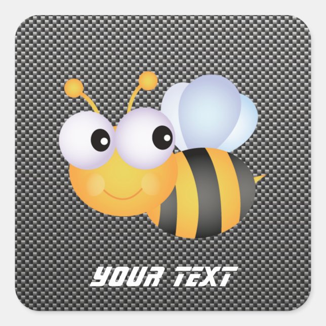 Cute Bee; Sleek Square Sticker (Front)