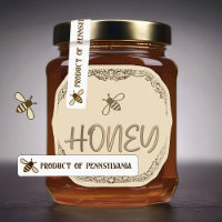 Cute Bee STATE or COUNTRY Honey Lid Security Label