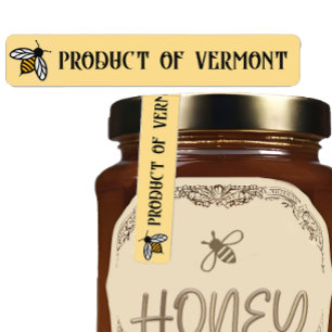 Cute Bee STATE or COUNTRY Honey Lid Security Label