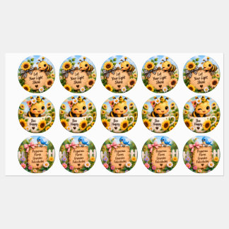 Cute Bee & Sunflower Inspirational Sticker Set