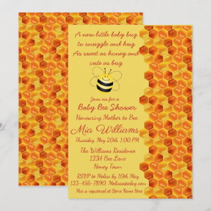 Cute Bee Themed Baby Shower Invitation