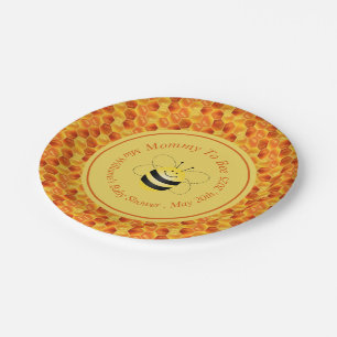 Cute Bee Themed Baby Shower Paper Plate