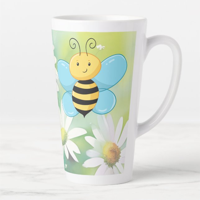 Cute Bee (w/ matching lined illustrated journal) Latte Mug (Right)