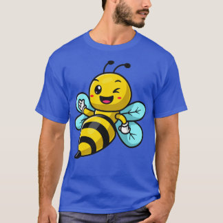 Cute Bee Waving Hand Cartoon T-Shirt