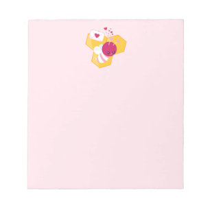 Cute Bee with Pink Valentine Hearts Notepad