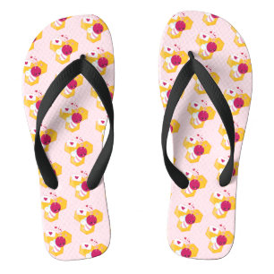 Cute Bee with Pink Valentine Hearts Pattern Thongs