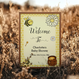 Cute Bee with Sweet Honey Baby Shower Welcome Sign