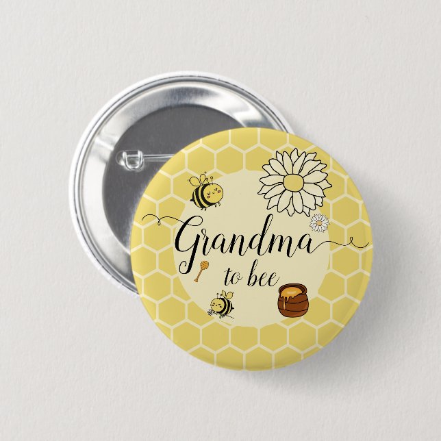 Cute Bee with Sweet Honey Grandma-to-bee 6 Cm Round Badge (Front & Back)
