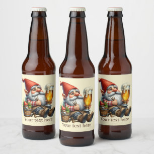 Cute beer gnome add text beer bottle label