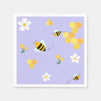 Cute Bees & Honeycomb Garden Pattern Napkin