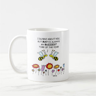 Cute Bees & May Flowers Gardener Mum 2-Sided  Coffee Mug