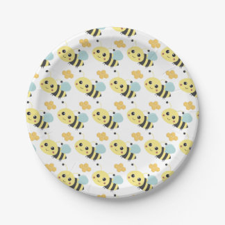 Cute Bees Pattern Adorable Bee-Themed Party Paper Plate