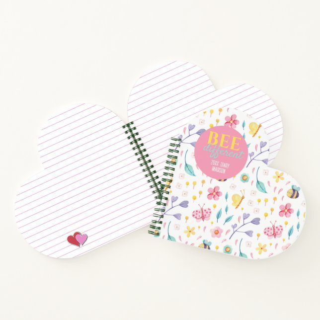 Cute Bees Pattern | Bee different quote  Notebook (Inside)