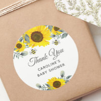 Cute Bees & Sunflowers Eucalyptus Baby Shower