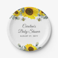 Cute Bees & Sunflowers Eucalyptus Baby Shower