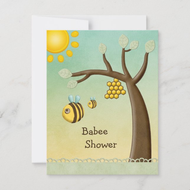 Cute Bees, Tree & Hive Babee Shower Invitation (Front)