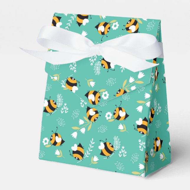 Cute bees with flowers favour box (Front Side)