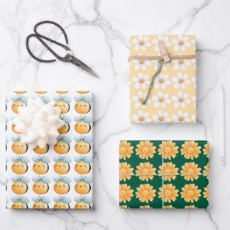 Cute bees wrapping paper. Gift wrapping.  Paper Sheet