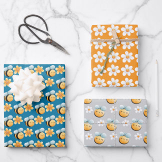 Cute bees wrapping paper. Gift wrapping.  Wrapping Paper Sheet