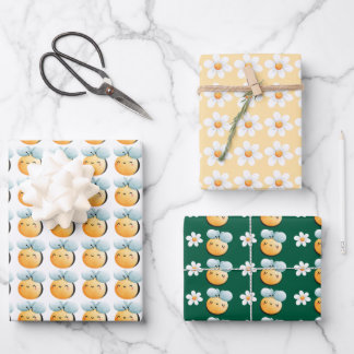 Cute bees wrapping paper. Gift wrapping. Wrapping Wrapping Paper Sheet