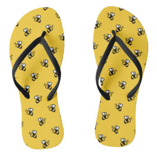 Cute Bees Yellow Flip Flops