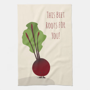 Cute Beet Cartoon Encouragement   Kitchen Towels