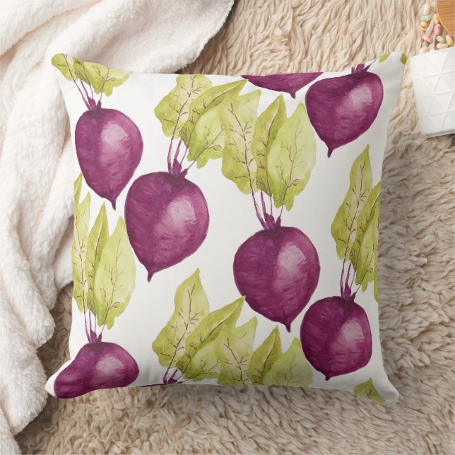 Cute Beetroot Watercolor Pattern Cushion (Blanket)