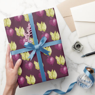 Cute Beetroot Watercolor Pattern Wrapping Paper