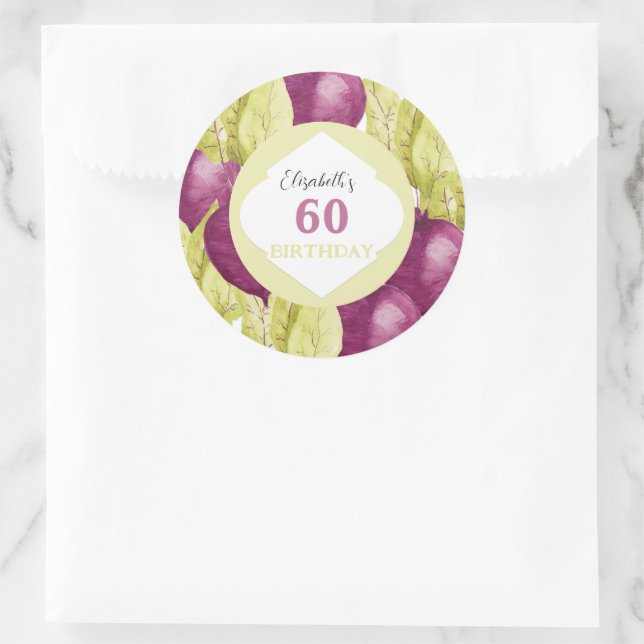 Cute Beets Watercolor Art Personalised Classic Round Sticker (Bag)