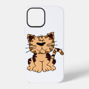 CUTE BEIGE AND BROWN big head CAT iPhone 12 Case