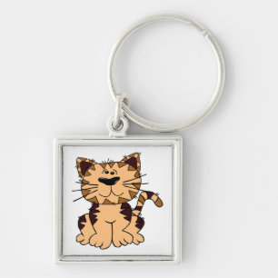 CUTE BEIGE AND BROWN big head CAT Key Ring