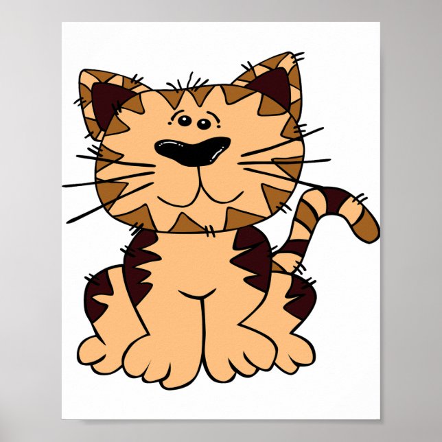 CUTE BEIGE AND BROWN big head CAT Poster (Front)