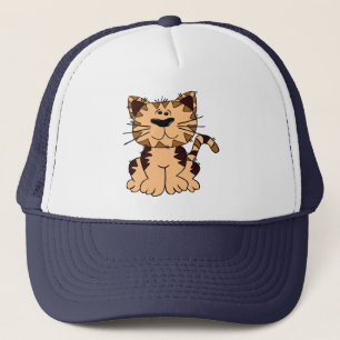 CUTE BEIGE AND BROWN big head CAT Trucker Hat