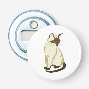 CUTE BEIGE AND BROWN CAT WITH BLUE EYES BOTTLE OPENER