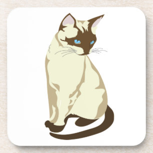 CUTE BEIGE AND BROWN CAT WITH BLUE EYES COASTER