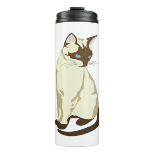 CUTE BEIGE AND BROWN CAT WITH BLUE EYES THERMAL TUMBLER