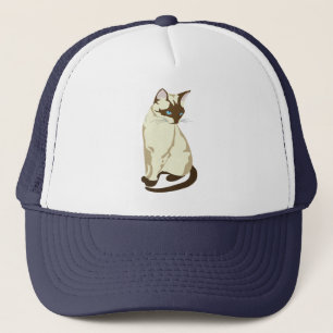 CUTE BEIGE AND BROWN CAT WITH BLUE EYES TRUCKER HAT