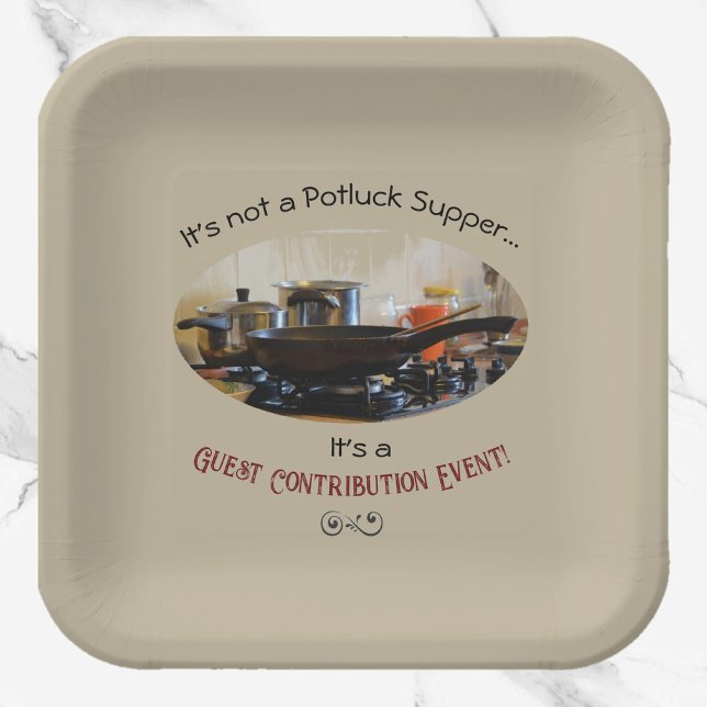 Cute Beige Potluck Supper Paper Plate (Creator Uploaded)
