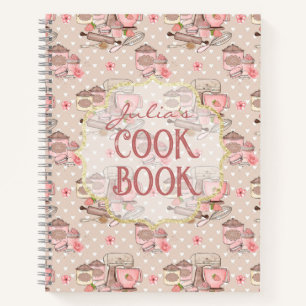Cute Beige Retro Cook Book Personalized