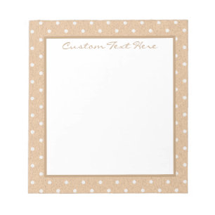 Cute Beige White Polka Dot Pattern Personalised Notepad