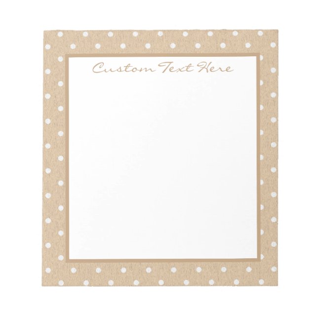 Cute Beige White Polka Dot Pattern Personalised Notepad (Front)