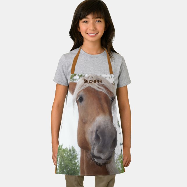 Cute Belgian Draught Horse Face Personalised Apron (Insitu)