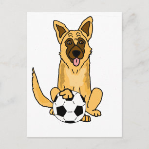 Cute Belgian Malinois Dog Playing Soccer Cartoon Postcard