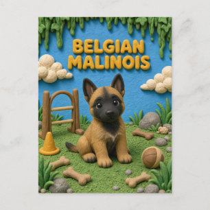 Cute Belgian Malinois Puppy, Baby Dog Postcard