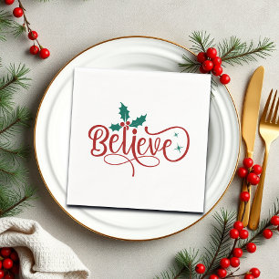 Cute 'Believe' Christmas Napkin