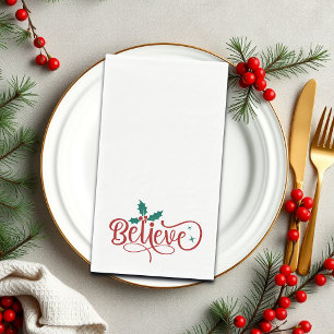 Cute 'Believe' Christmas Napkin