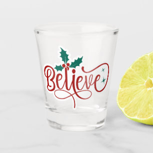 Cute 'Believe' Christmas Shot Glass